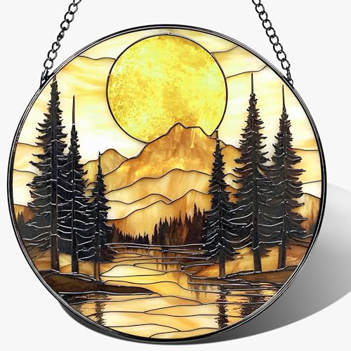 8 Inch Stained Glass Ornament (Mountain Sunset)