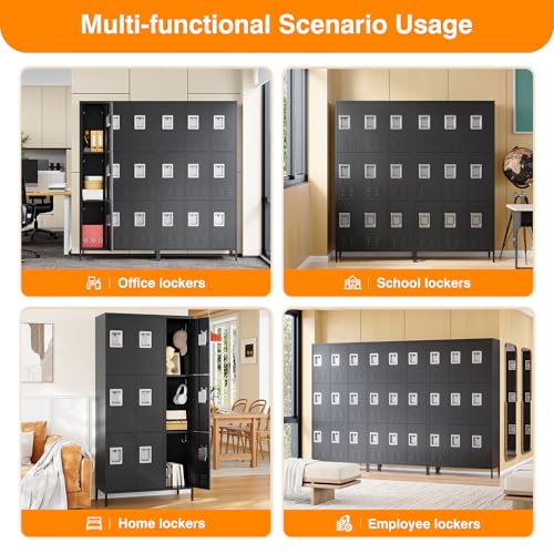 Metal Locker with 9 Doors Employees Locker (Black(4 Legs) / 9 Doors-Wide-71")