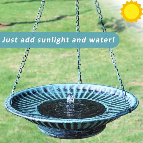 12" Hanging Solar Bird Bath (B-blue and Black)