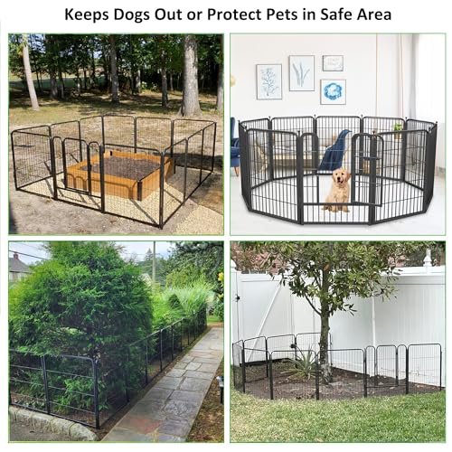 Garden Fence with Gate Metal Fencing Outdoor for Yard (74.76 Sq Ft)