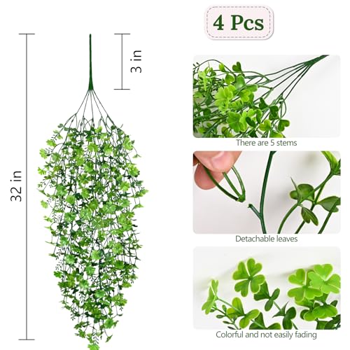 Artificial Hanging Plants (Four Leaf Clover / 4Pcs Plants)