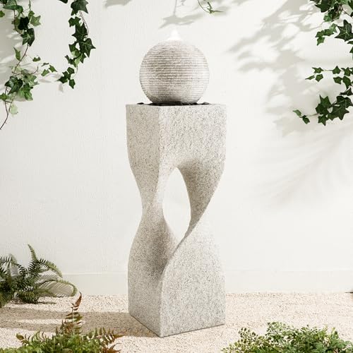 Outdoor Water Fountain with Lights (Resin/Sand/Curved / 36.5" H)