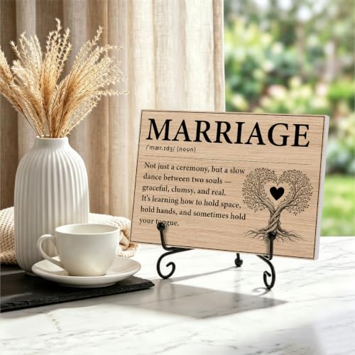 Marriage Gifts Wooden Plaque for Home Office Book Shelf Table Decor (Multicolor 1752 / Wooden sign with iron frame（5.5 x 7.9 inches）)