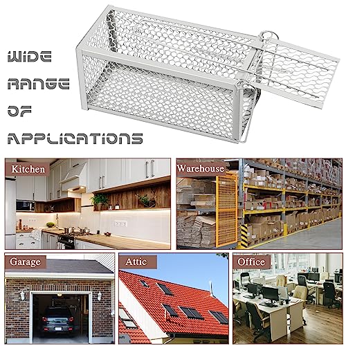 2 Pcs Rat Trap Live Animal Cage for Squirrel Chipmunk Mouse (Silver)