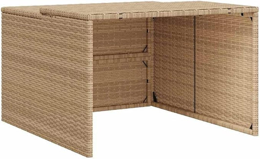 vidaXL Robot Mower Garage - Poly Rattan, Durable Lawn Mower Storage Shed, Beige, Weather-, 33.9"x35.4"x20.5"/22.4"