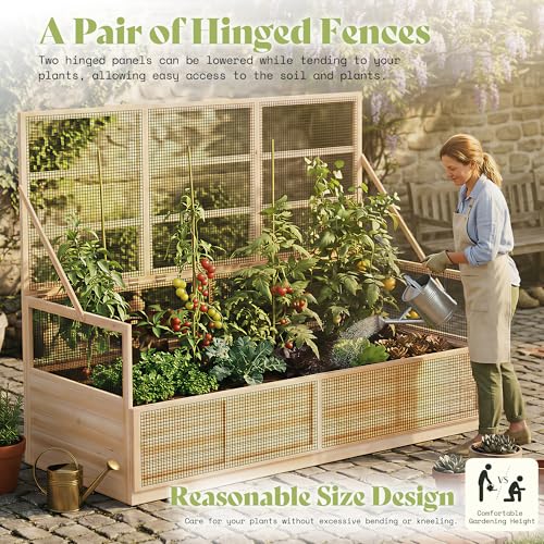Raised Garden Bed with Fencing and Trellis (6.6x5.6x3 FT)
