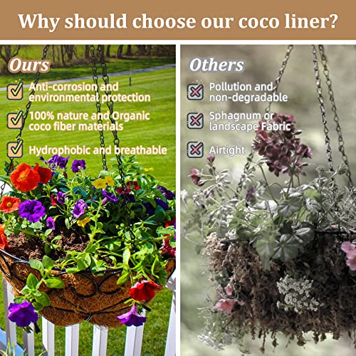4 Pack 14 Inch Hanging Basket Coco Liners Replacement (4pcs / 14 Inch)