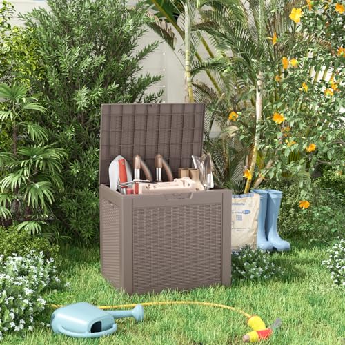 30 Gal Waterproof Outdoor Storage Box UV Resistant Deck Box (Grey / 30 Gallon)