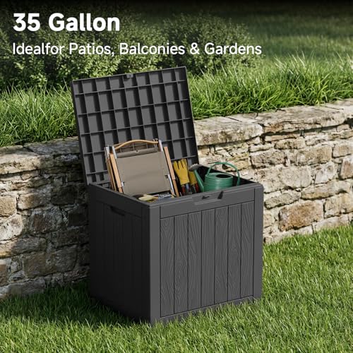 35 Gallon Outdoor Deck Box (Black / 35 gallon)