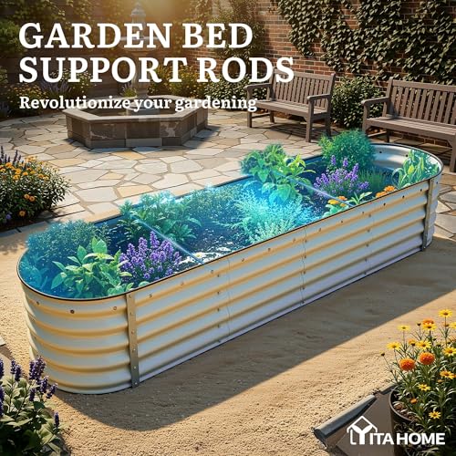 8x2x1.5ft Galvanized Oval Raised Garden Bed (8x2x1.5ft / Cream Yellow)