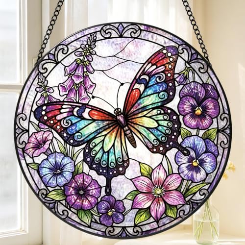 Purple Butterfly Suncatcher (Stained Glass Butterfly)