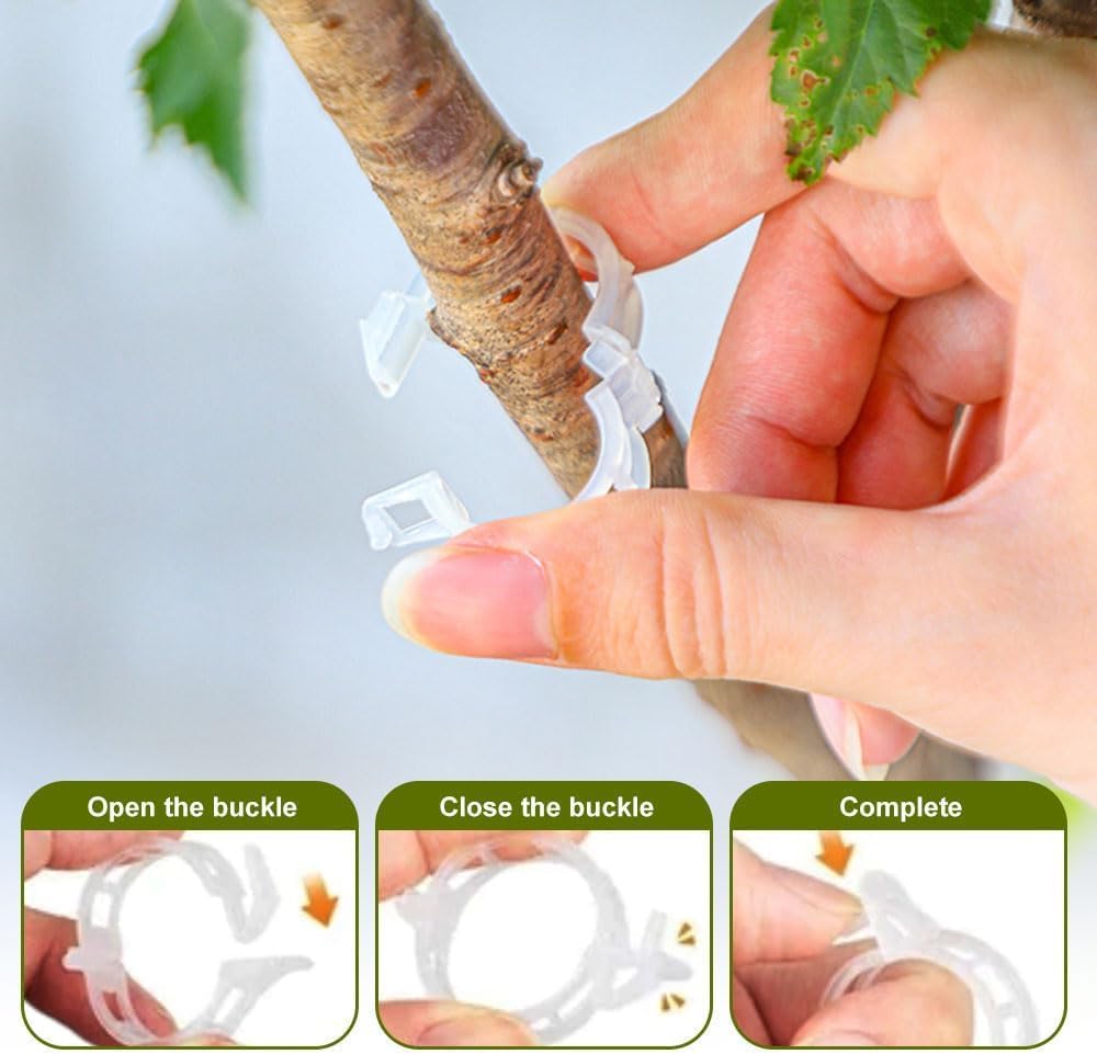 100 PCS Secured Plastic Plant Clip, Plant Support Clips, Garden Clips for Climbing Plants, Plastic Trellis Clips Plant Support Clips Tomato Grape Vine Vegetables Plant Fixing Clips (100, White)