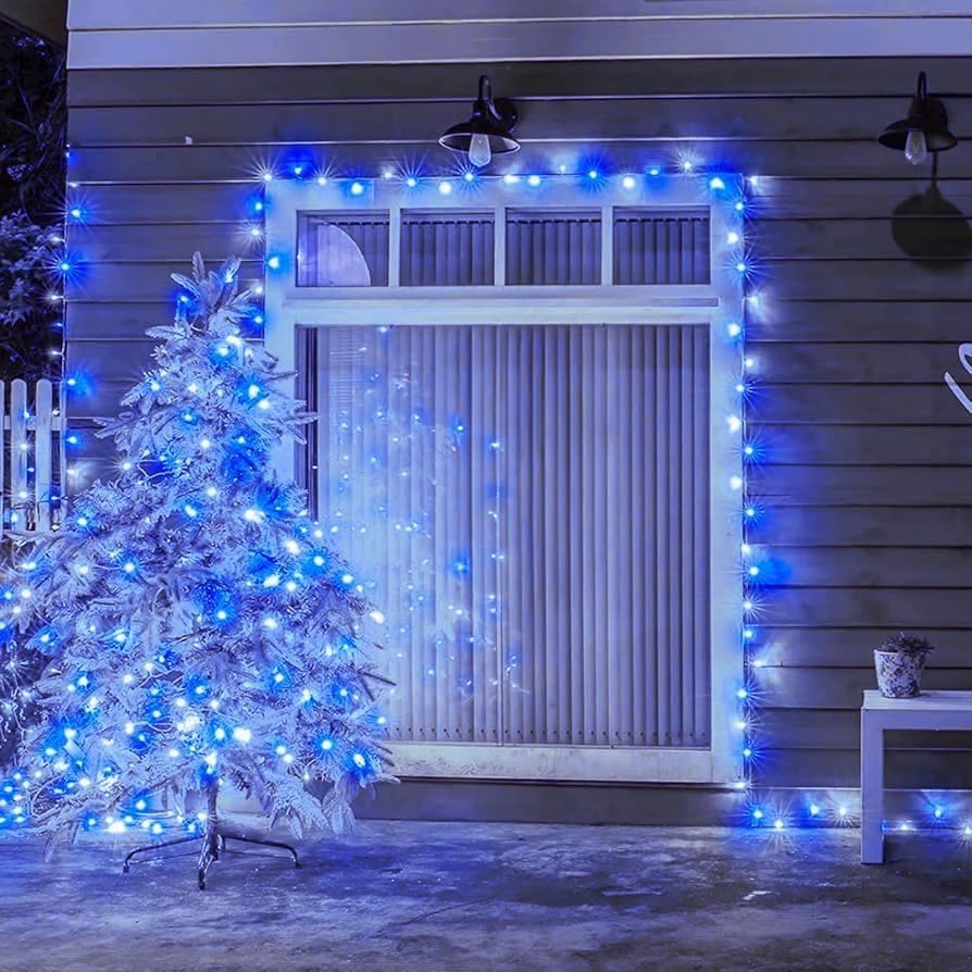 Solar Fairy Lights Outdoor Waterproof (Blue and White)