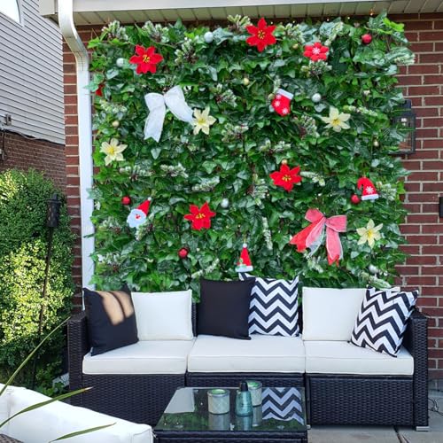 Expandable Fence Privacy Screen for Balcony Patio Outdoor (Christmas-Ivy)