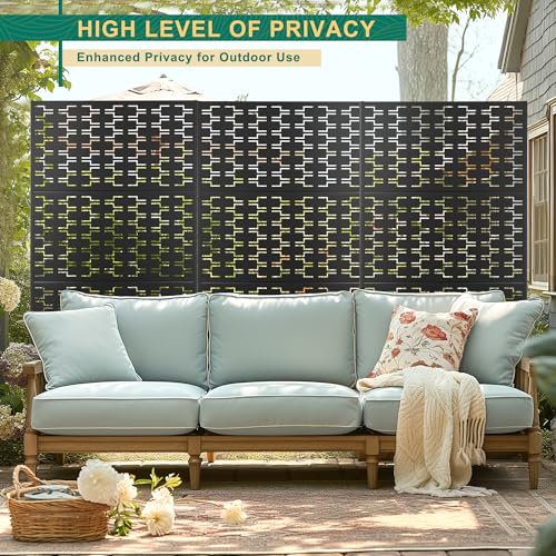 72" H×47" W Metal Privacy Screen Outdoor Privacy Screen Freestanding (Black Brick / 72" H×47" W)