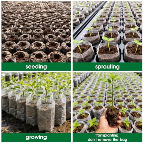 100 Pcs Nursery Grow Bags (7.5 x 13.5 Inches)