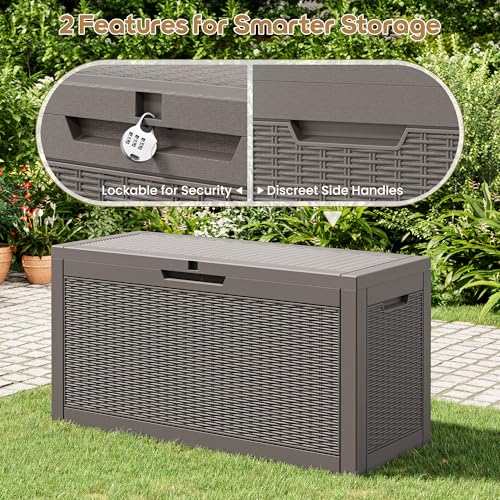 80 Gallon Outdoor Storage Box Waterproof Deck Box for Patio (Grey / 80 Gallon)
