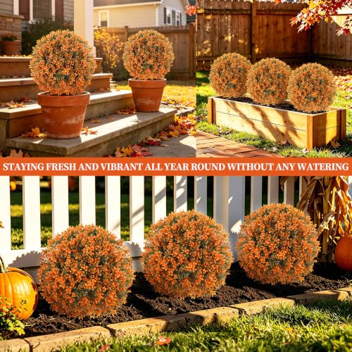 Artificial Boxwood Topiary Ball Trees with Ground Spike (Fall Boxwood)