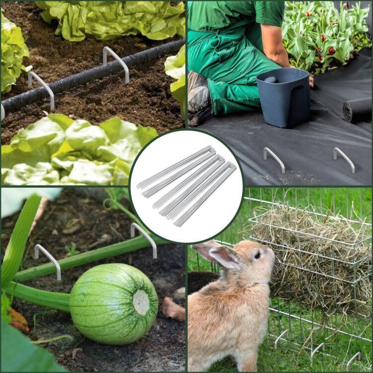 12 Inch 100 Pack Galvanized Landscape Staples 11 Gauge Anti (100 Count)