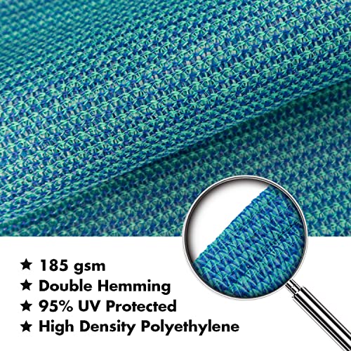 8'X14' Sun Shade Sail Turquoise Mix Curved Rectangle Customizable (Turquoise Mix / 8'X14' custom)