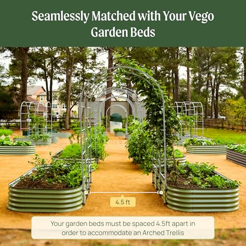 Modular Arched Trellis System 4.5' Long Trellis for 2.0' x 6.5' or 3.5' x 6.5' or 2.0' x 8.0' Garden Bed for Climbing Plants like Cucumber Beans Tomatoes & Vines