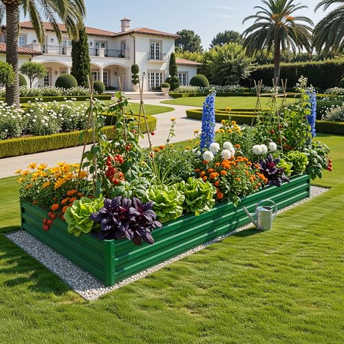 4pcs 8x4x1ft Galvanized Raised Garden Bed (8x4x1ft 4pcs / Green)