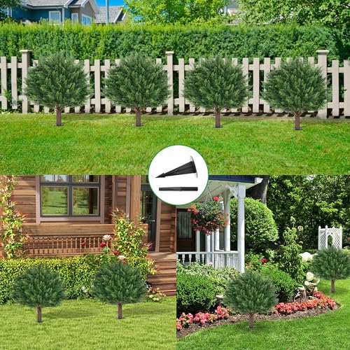Artificial Set of 2 UV Resistant Cedar Topiary Ball Tree for Outdoor (Cedar Ball)