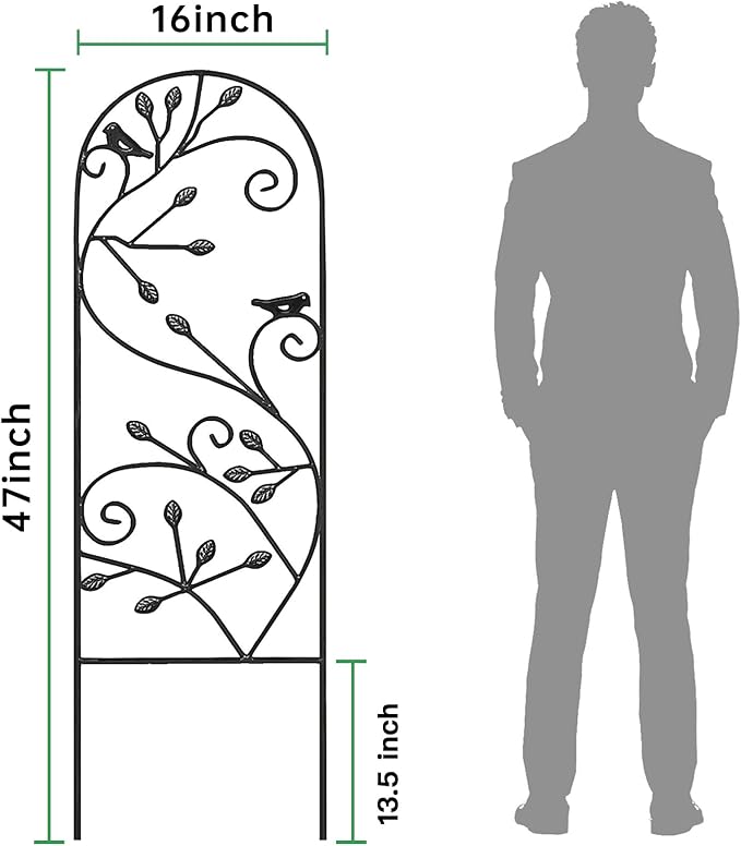 AMAGABELI GARDEN & HOME 4 Pack Garden Trellis for Climbing Plants/Vegetables/Flower/Patio/Roses/Cucumbers/Clematis 47" x 16" Black Iron Potted Support Vines Metal Wire