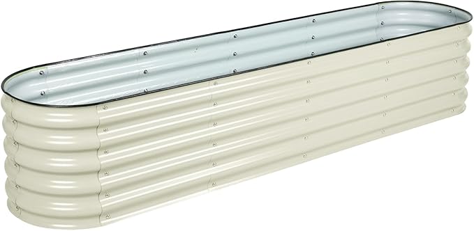 Aoodor 9-in-1 Modular Aluzinc Metal Raised Garden Bed, 89" L x 17.7" W x 17" H, Outdoor Planter Box for Vegetables, Flowers, and Herbs, Beige