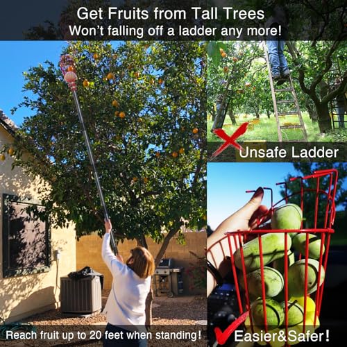 Fruit Picker Pole Tool with Basket Telescoping (35-170")