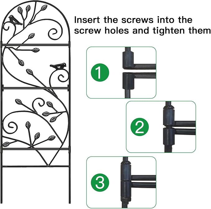 Amagabeli 4 Pack Garden Trellis for Climbing Plants Outdoor 46" x 15" Rose Wrought Iron Trellis for Vine Vegetable Flower Ivy Cucumber Decorative Trellis Black