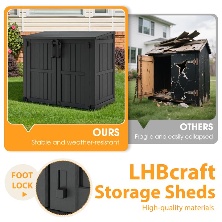 Outdoor Storage Cabinet 36 Cu Ft with Lockable Doors (Dark-Black / 30.1"×52.1"×44.3")