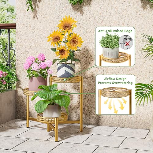 Metal Plant Stand Indoor Outdoor (GoldWave / 3-tiers)