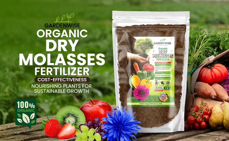 Organic Molasses for Plants - Horticultural Molasses - Ideal for Traditional & Hydroponic Gardening, for Indoor & Outdoor Plants (1/2 Quart)