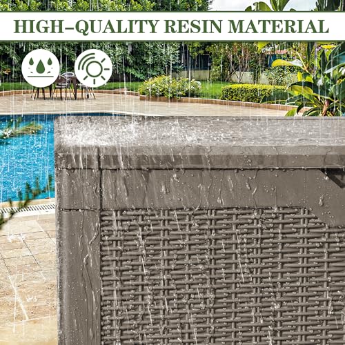 100 Gallon Resin Deck Box Large Outdoor Storage (100 Gallon / Light Coffee)