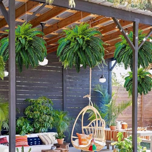 2 Pack Artificial Boston Ferns Outdoor (48"-88 Leaves)