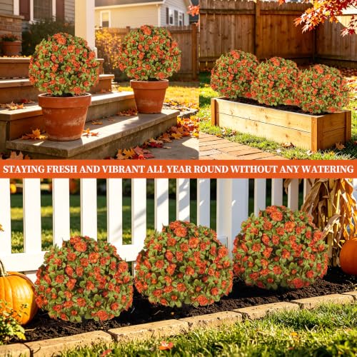 2 Pack Artificial Fall Azlea Flower Topiary Balls for Outdoor (Azalea)