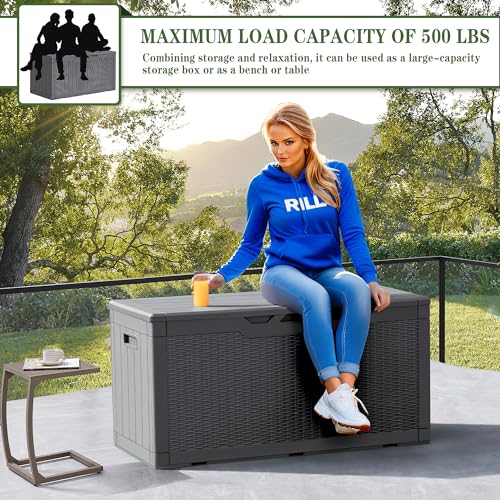 100 Gallon Resin Deck Box Large Outdoor Storage (100 Gallon / Gray)