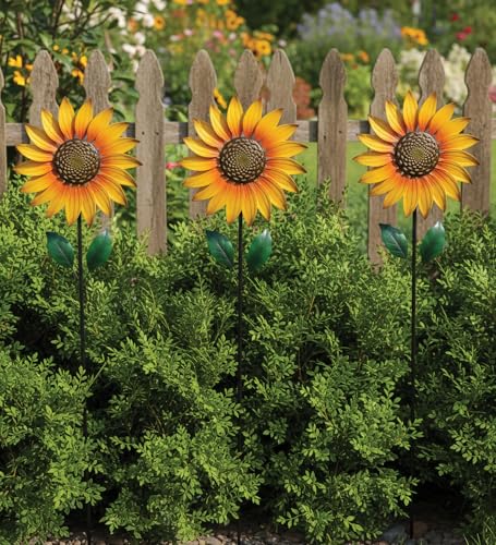 Wind Spinner Outdoor Metal Kinetic Yard Art with Stake (Sunflower / Small (60-69 Inch))