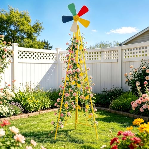 8FT Ornamental Windmill for Yard (6.2ft-yellow)