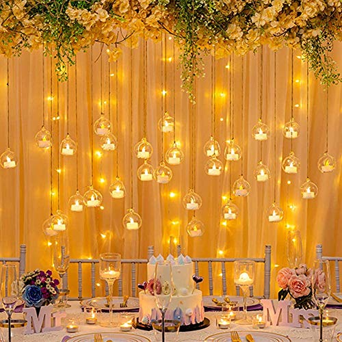 12 Pcs Hanging Glass Globes with Led Tealight Candle (12 Count)