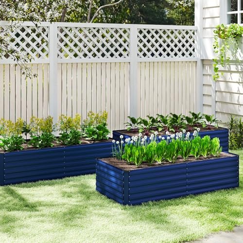 6x3x2ft Outdoor Metal Raised Garden Bed (Blue / 6x3x2 FT-2PC)