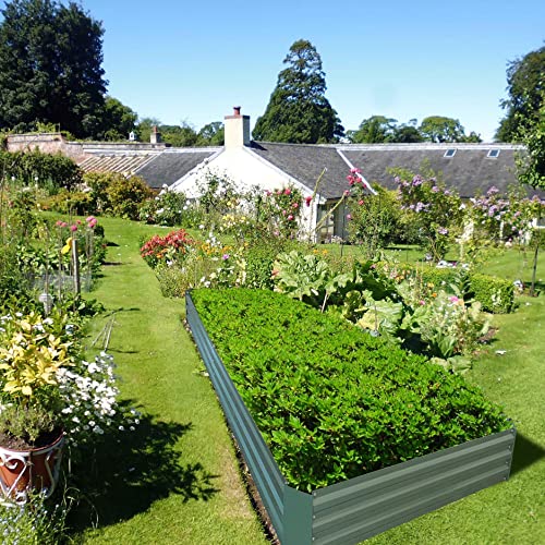 8x4x1ft Green Metal Raised Garden Bed Kit (Green / 8x4x1 ft)