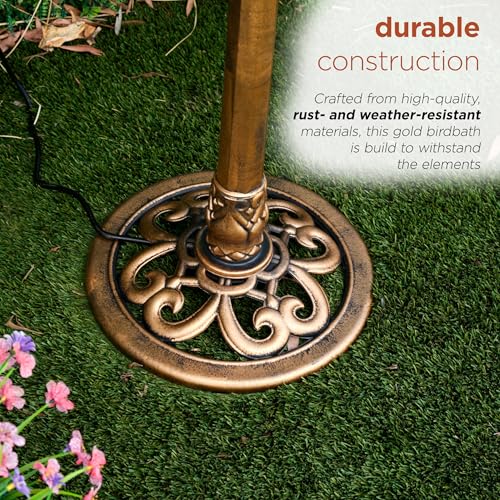 40" Tiered Pedestal Fish Fountain Birdbath (Gold)