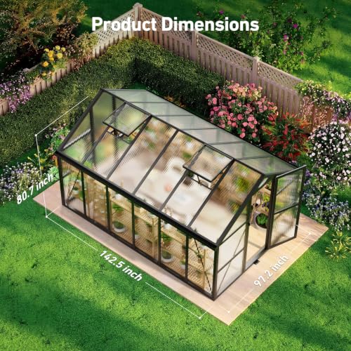 8x12 FT Greenhouse with Hygrometer (8x12 FT with thermometers)