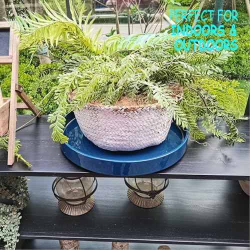 Ceramic Plant Saucer Pot Tray 14.5 Inch (14.5in(1 Pack) / blue)