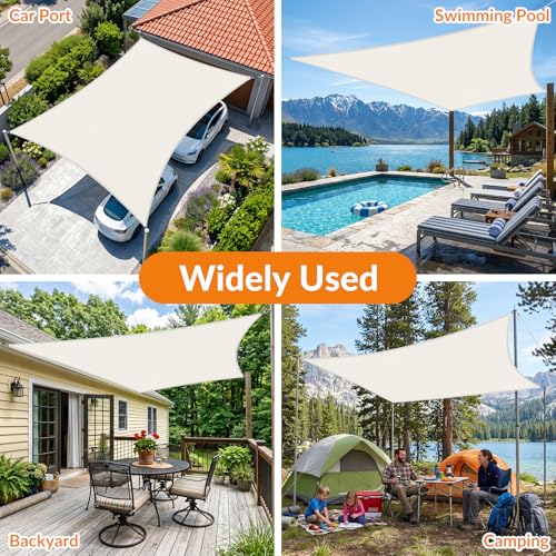 25'X32' Sun Shade Sail Cream Curved Square Customizable (Cream / 25'X32' custom)