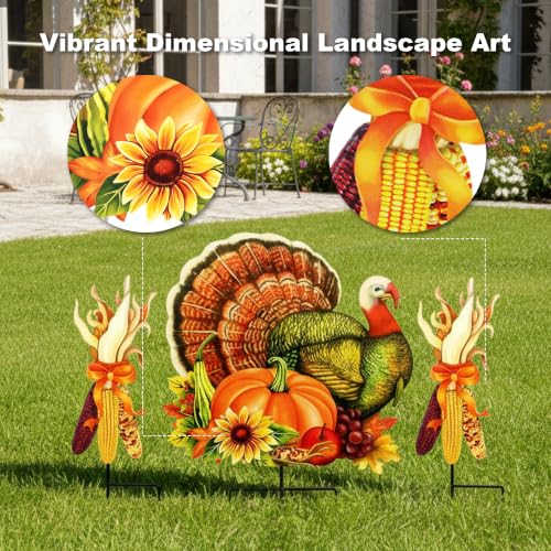 Thanksgiving Turkey Garden Stake (Turkey, Corn, and Pumpkin)