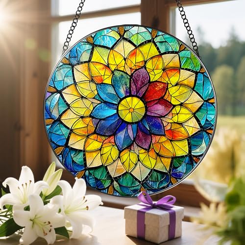 8'' Rainbow Mandala Sun Catcher Ornament (Rainbow Mandala)