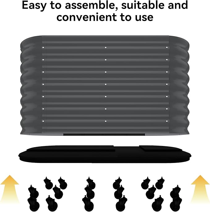 59x24x28 in Galvanized Raised Garden Bed with Wheels & Water Reservoir – Durable Outdoor Planter Box, Elevated Raised Beds for Gardening, Portable Garden Box for Indoor/Outdoor Plants, Gray